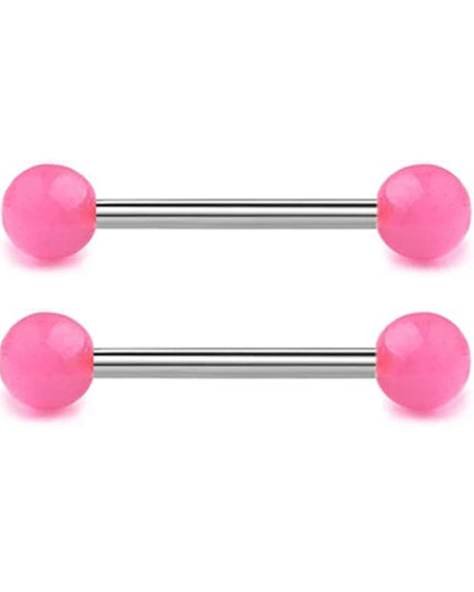 48 Pcs/2 Pcs Nipple Ring Tongue Ring Surgical Steel Straight 14G Barbell Piercing Jewelry 12MM 14MM 16MM Women's and Men's Glow
