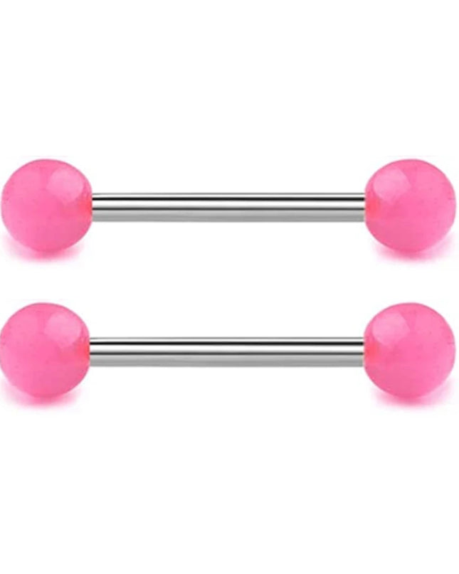 48 Pcs/2 Pcs Nipple Ring Tongue Ring Surgical Steel Straight 14G Barbell Piercing Jewelry 12MM 14MM 16MM Women's and Men's Glow