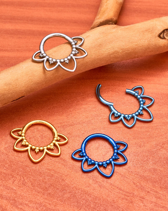 G23 Titanium Clicker Nose Rings Septum Ring Hoop Piercing 16G Flower Punk Gothic Round Cartilage Tragus Earring Body Jewelry