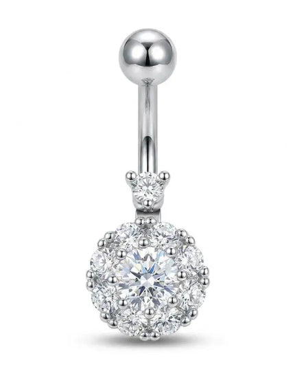Stainless Steel Dangle Belly Button Rings For Women Shiny Cubic Zirconia Heart Butterfly Flower Navel Piercing Jewelry For Daily