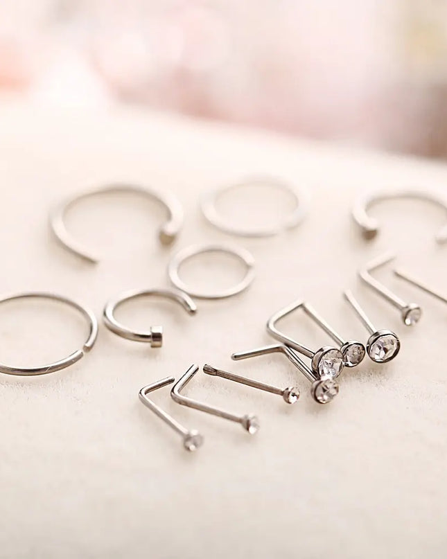 22 Pcs Of Suit Fake Nose Ring Earrings Fashion Punk Non-nose-piercing Septum Women Jewelry
