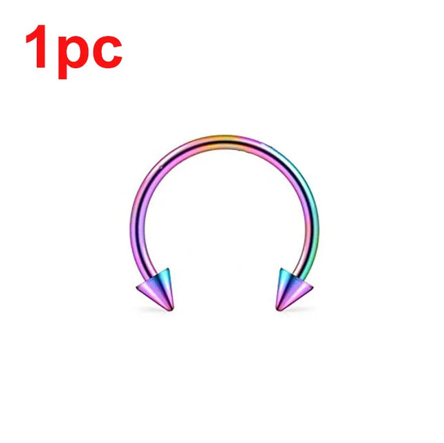 Punk C Shape Steel Nose Ring Horseshoe Lip Ring puncture Hook Clip Earrings Septum  No Allergic Body Piercing Jewelry Nose Rings