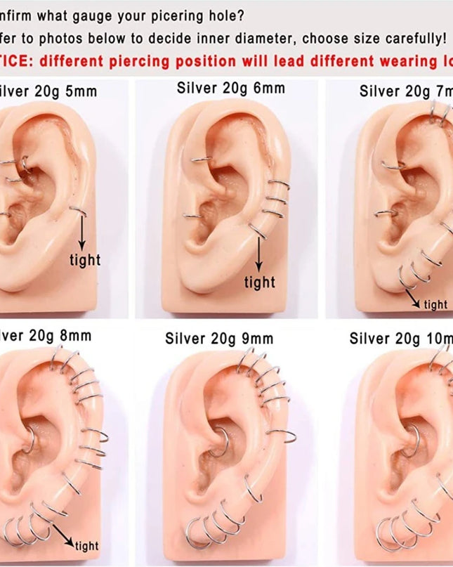 Classic Punk Stainless Steel Piercing Seamless Connection Nose Ring for Women Men Hip Hop Body Piercing Jewelry Not Allergic