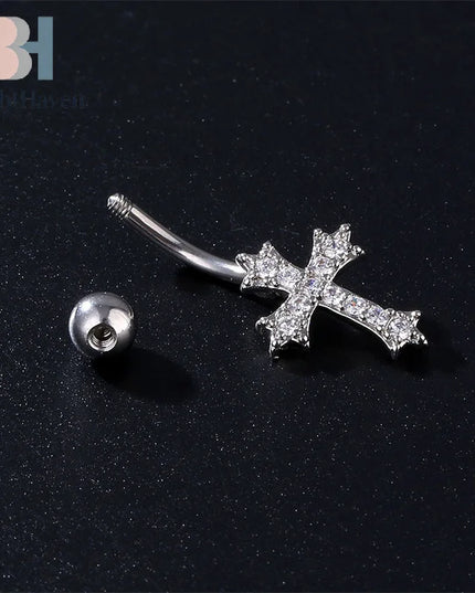 Fashion Sexy Piercing Navel Nail Body Jewelry For Women Girls Personalized Simple Cross Pendant Belly Button Rings Gifts B.H