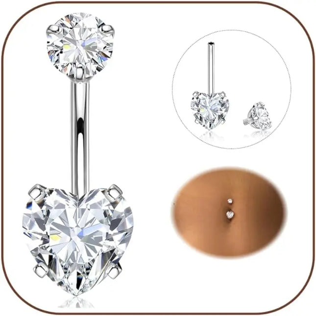 Bobisty Belly Button Rings 316L Surgical Steel Hypoallergenic Belly Button Rings Shiny CZ Belly Button Piercing Jewelry