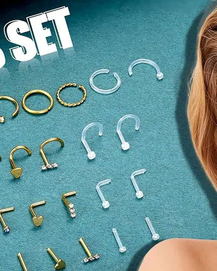 Bobisty 1Pc Nose Rings for Women Men Surgical Stainless Steel Retainer Clear Nose Rings Hoops Cartilage Tragus Piercing Jewelry
