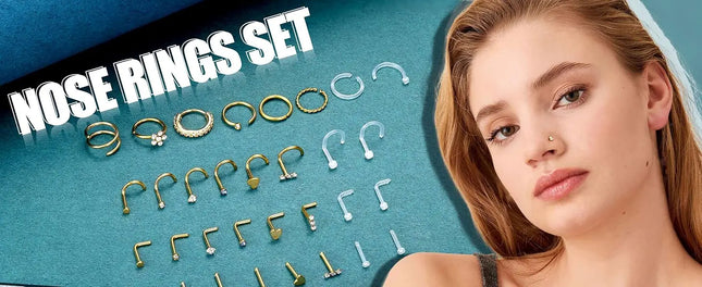 Bobisty 1Pc Nose Rings for Women Men Surgical Stainless Steel Retainer Clear Nose Rings Hoops Cartilage Tragus Piercing Jewelry