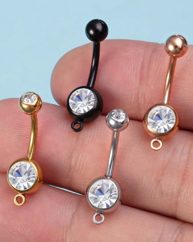 1/4pcs Belly Button Rings DIY Jewelry Making Supplies Findings Pendant Navel Stud Stainless Steel Barbell Piercing Body Jewelry