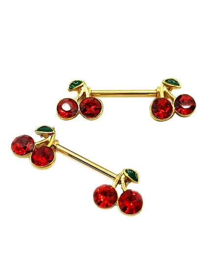 1pcs Sweet Cute Cherry Zircon Breast Ring For Women Body Piercing Jewelry Sexy Metal Nipple Ring Chest Piercing Ornament