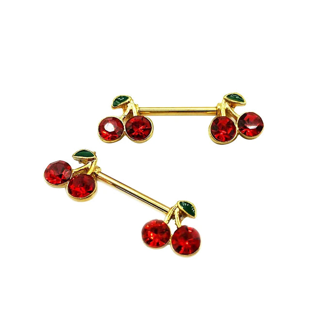 1pcs Sweet Cute Cherry Zircon Breast Ring For Women Body Piercing Jewelry Sexy Metal Nipple Ring Chest Piercing Ornament