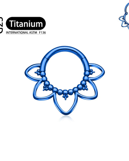 G23 Titanium Clicker Nose Rings Septum Ring Hoop Piercing 16G Flower Punk Gothic Round Cartilage Tragus Earring Body Jewelry