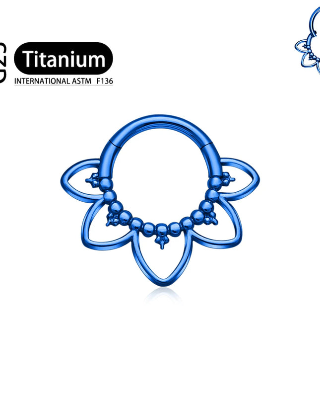 G23 Titanium Clicker Nose Rings Septum Ring Hoop Piercing 16G Flower Punk Gothic Round Cartilage Tragus Earring Body Jewelry