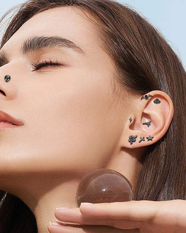 Drperfect Tragus Piercing Jewelry for Women Men Helix Cartilage Conch Earring Nose Stud Stainless Steel Medusa Labret Lip Ring