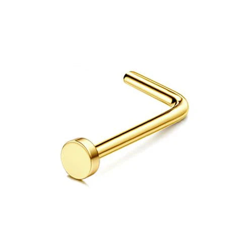 Florideco 14K Gold Plated Nose Rings for Women Men 20G Stainless Steel Nose Rings Hoops L Shaped Studs Nostril Piercings Jewelry