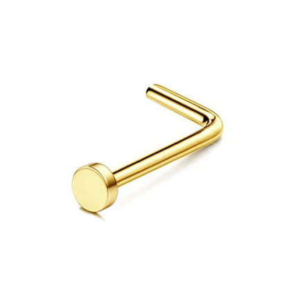 Florideco 14K Gold Plated Nose Rings for Women Men 20G Stainless Steel Nose Rings Hoops L Shaped Studs Nostril Piercings Jewelry