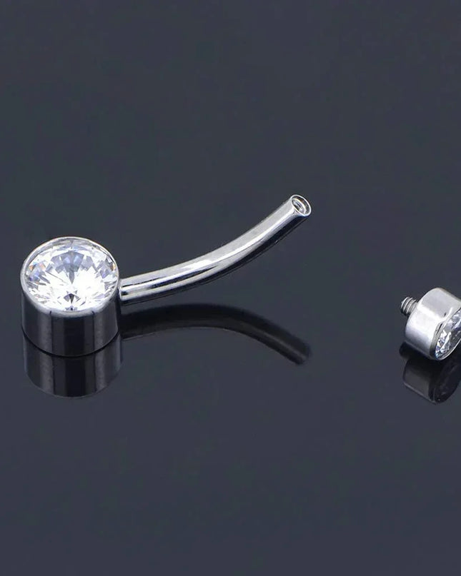 F136 Titanium Belly Button Piercing Hinge Segment External Helix 16G Zircon Piercing navel Women Sexy Body Jewelry Wholesale