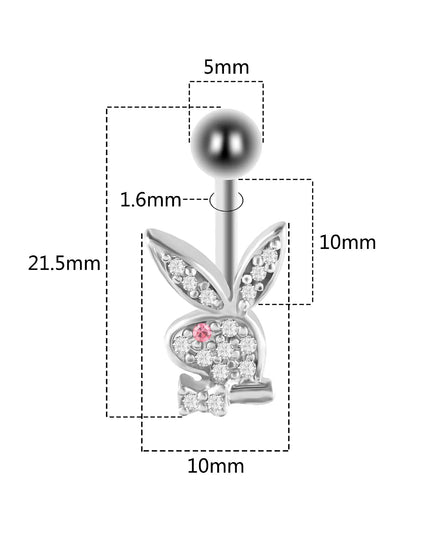 1pc Belly Button Rings Bunny Navel rings  Rabbit Belly Rings for Women Gem stone Pink Blue Bunny Fake Belly Piercing Rin