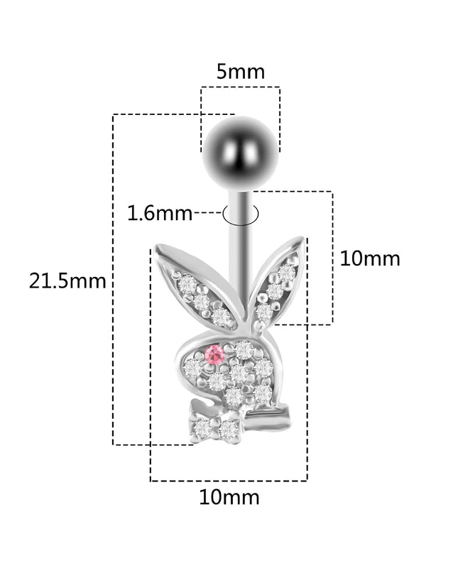 1pc Belly Button Rings Bunny Navel rings  Rabbit Belly Rings for Women Gem stone Pink Blue Bunny Fake Belly Piercing Rin