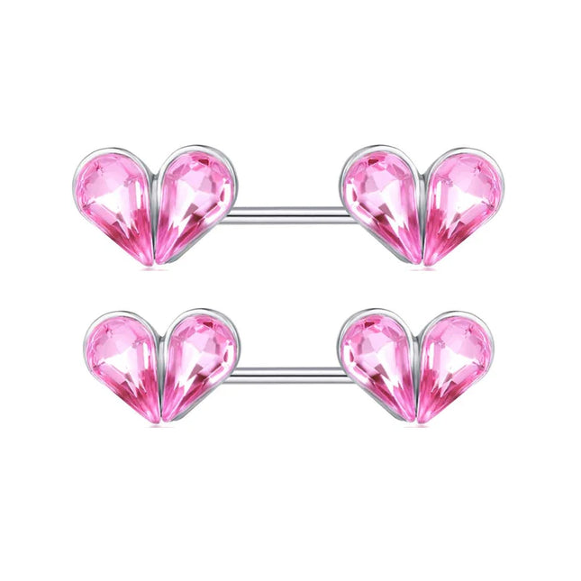 1 Pair Heart Barbell Nipple Ring Piercing Helix Piercing Sexy Nipple Jewelry High Quality Zircon Nipple Rings For Women Oreja