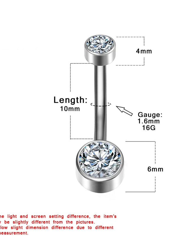 F136 Titanium Belly Button Piercing Industrial Hinge Segment External Helix Zircon Fashion Women Sexy Body Jewelry Wholesale