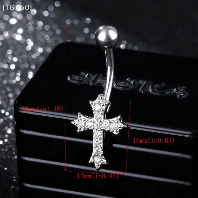 Chic Personalized Cross Pendant Belly Button Rings For Women, Sexy Navel Nail Body Jewelry Gifts