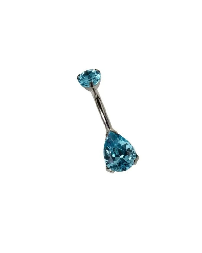 Elegant Titanium Belly Button Ring Zircon Stone G23 Titanium Dangle Curved Barbells Dangle Design Curved Barbell