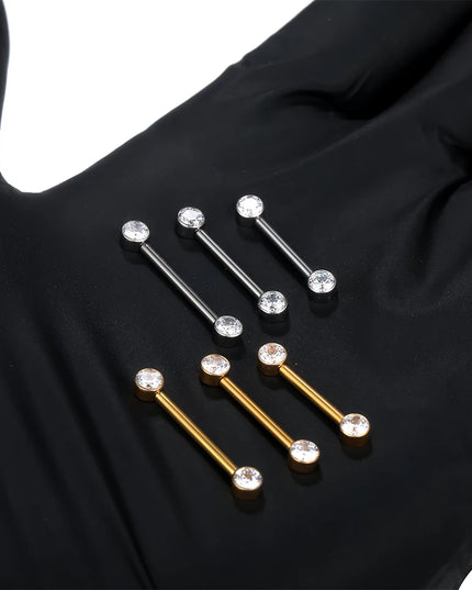 1/2Pcs Titanium Nipple Piercing Jewelry CZ Bezel Tongue Nipple Bars Piercing for Breasts Sexy Piercing Mamilo for Women 12-20mm