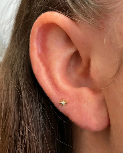 AIDE Heart Round Ball Flat Helix Piercing Earring 925 Sterling Silver Ear Studs Geometric Zircon Exquisite Trinket Studs Aretes