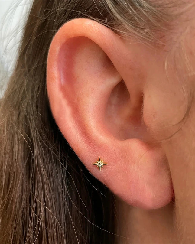 AIDE Heart Round Ball Flat Helix Piercing Earring 925 Sterling Silver Ear Studs Geometric Zircon Exquisite Trinket Studs Aretes