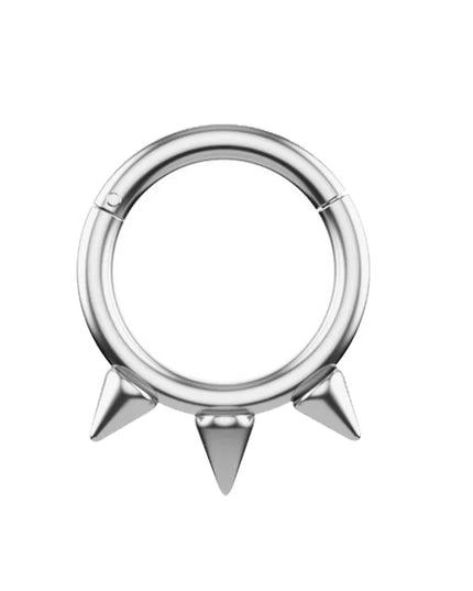 1Pc Punk Spiked Septum Ring - Nostril Piercing Surgical Steel Hinged Hoop Cartilage Earring Nose Clicker Segment Hoop