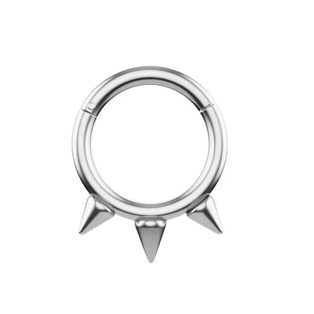 1Pc Punk Spiked Septum Ring - Nostril Piercing Surgical Steel Hinged Hoop Cartilage Earring Nose Clicker Segment Hoop