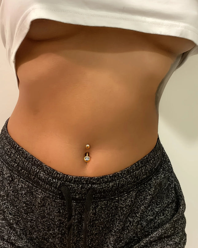Elegant 14G Stainless Steel Belly Button Ring Set for Women Sparkling Cubic Zirconia Pearl Inlays for Daily Wear Navel Jewelry
