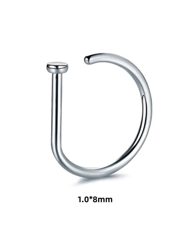 New Curved Barbells Fake Nose Piercing D Shaped Tragus Helix Stud Earring Hoop Septum Stainless Steel Ring Nostril Body Jewelry