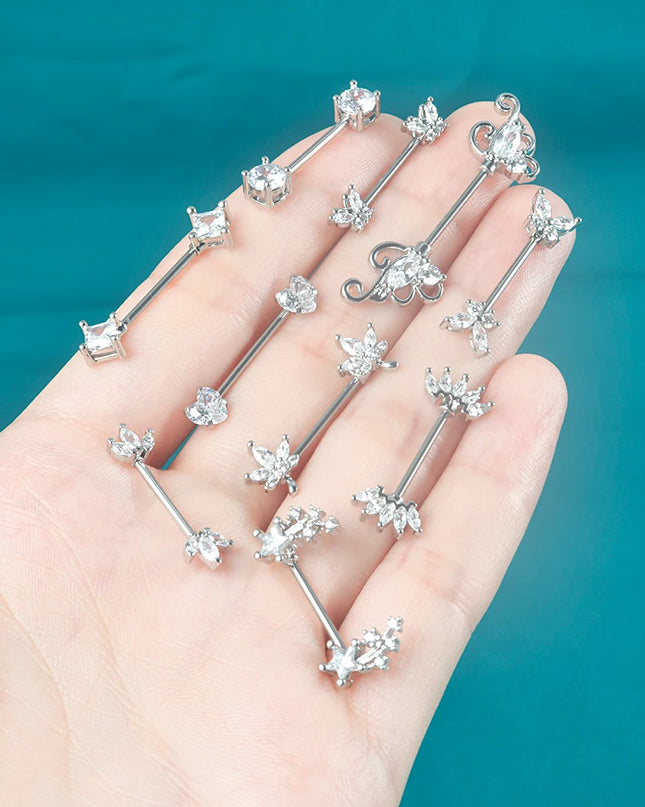 1pair Nipple Piercing Stainless Steel Nipple Rings CZ Butterfly Heart Nipple Barbell For Women Girls 16G Body Piercing Jewelry