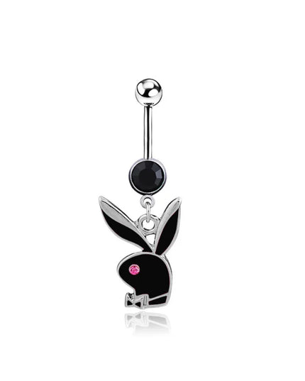 1pc Belly Button Rings Bunny Navel rings Gold color Rabbit Belly Rings for Women Gem stone Pink Bunny Fake Belly Piercing Ring