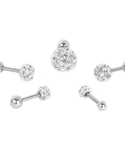 Crystal Ball Earrings Surgical Steel Ear Plugs Eyebrow Piercings Women's Ear Studs Cartilage Tragus Helix Piercing Lip