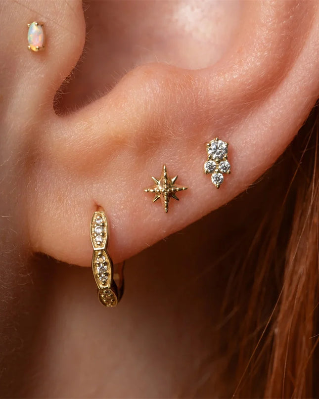 AIDE Heart Round Ball Flat Helix Piercing Earring 925 Sterling Silver Ear Studs Geometric Zircon Exquisite Trinket Studs Aretes