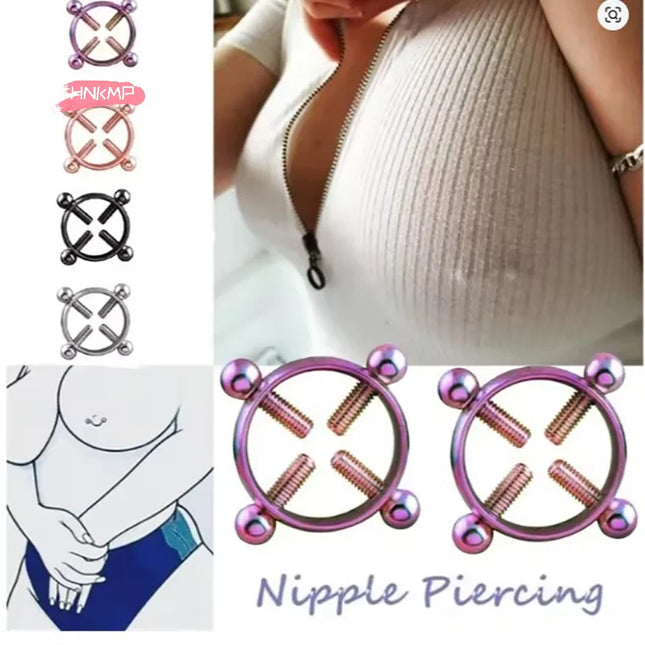 1Pcs Adjustable Stainless Steel Nipple Ring Clip-On Fake Nipple Piercing Jewelry for Women Various Colors Available