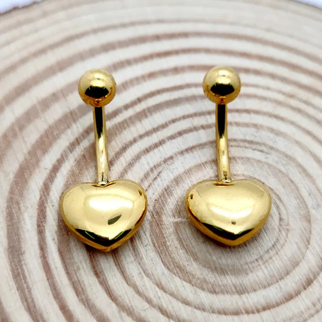 1Pcs Surgical Steel Gold /Silver Color Belly Button Piercing Heart Belly Rings  Navel Ring Cute Belly Bar Body Piercing Jewelry
