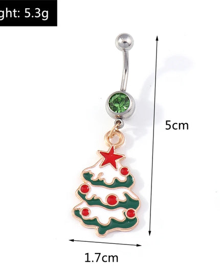 Cute Christmas Tree Belly Button Rings for Women Sexy Piercing Body Jewelry Navel Rings Girls Party Festival Jewelry Gifts