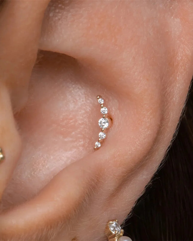 AIDE Heart Round Ball Flat Helix Piercing Earring 925 Sterling Silver Ear Studs Geometric Zircon Exquisite Trinket Studs Aretes