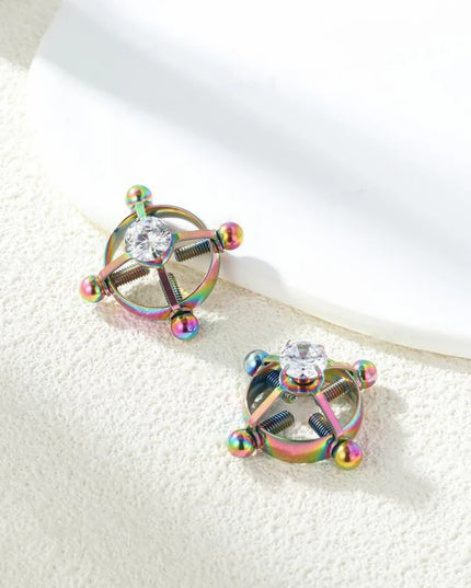 For Women Screw Back Non Piercing Clip Nipple Piercing Jewelry Fashion Crystal Stainless Steel Fake Nipple Rings