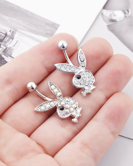 1PC Stainless Steel Belly Buttorn Piercing Cartoon Rabbit Belly Button Ring Navel Nail Body Piercing Jewelry for Woman