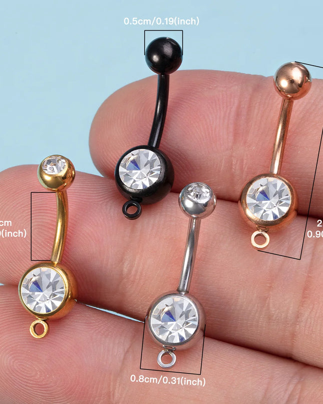 1/4pcs Belly Button Rings DIY Jewelry Making Supplies Findings Pendant Navel Stud Stainless Steel Barbell Piercing Body Jewelry