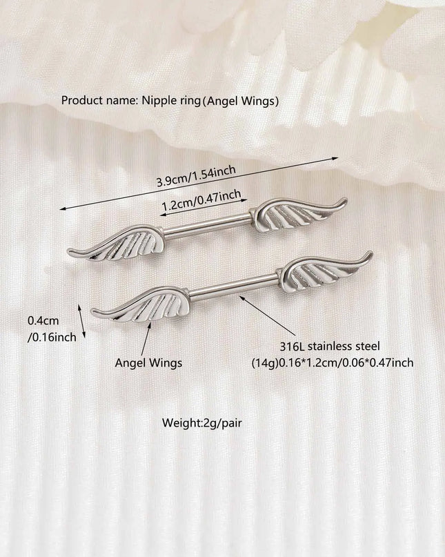 2pcs Angel Wings Nipple Piercing 14G Flower Heart Daemon Oxhead Shield Bar Barbell Nipple Ring Nombril Breast Cover Jewelry