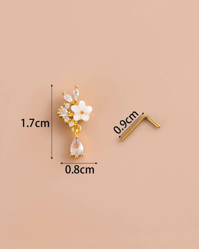 Dangle Nose Ring For Women Nose Piercing Stainless Steel Nose Bend Ring Butterfly Pendents Dangling Nose Piercing Jewelry