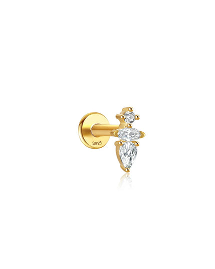 CANNER 1PC 925 Sterling Silver Flat Bottom Piercing Earring for Women Exquisite Crown Ear Studs Cartilage Earring Fine Jewelry