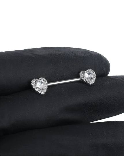 1PC Surgical Steel CZ Nipple Rings Piercing 14G Paved Zircon Heart Nipple Shield Rings Sexy Nipple Mamilo Piercing Women Jewelry