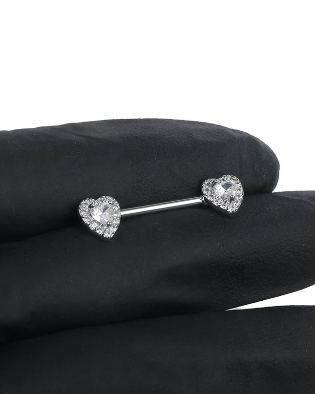 1PC Surgical Steel CZ Nipple Rings Piercing 14G Paved Zircon Heart Nipple Shield Rings Sexy Nipple Mamilo Piercing Women Jewelry