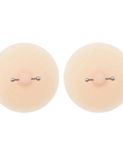 Women Nipple Cover with Faux Piercing Lingerie Breast Pasties Adhesive Chest Pad